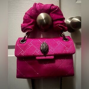 Mini pink handbag with rhinestones